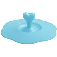 Tapa de silicona reutilizable con forma de corazón- antipolvo- taza de café- taza de cristal- color azul